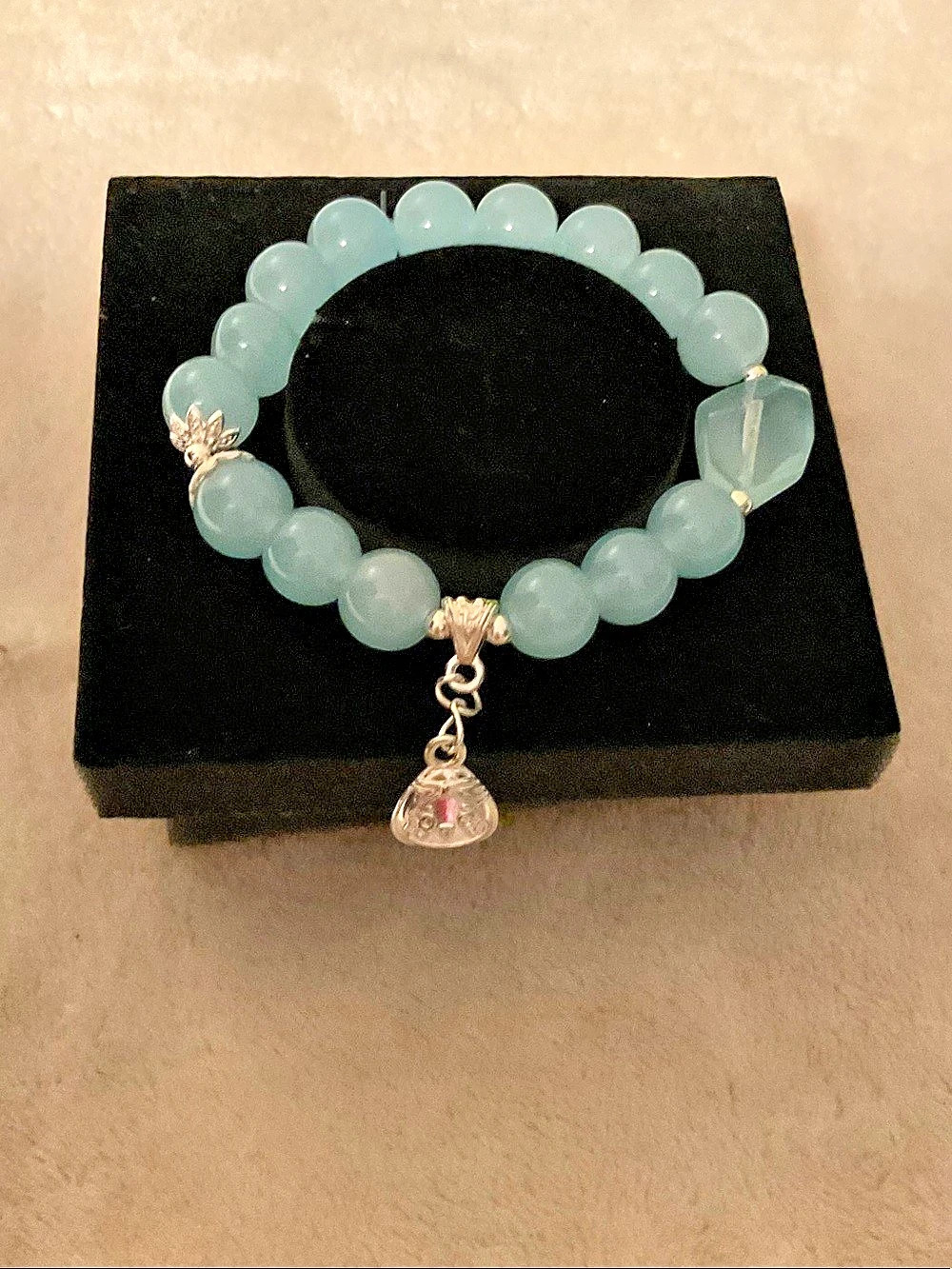 Blue Beaded Charm Bracelet